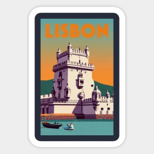 A Vintage Travel Art of Lisbon - Portugal Sticker